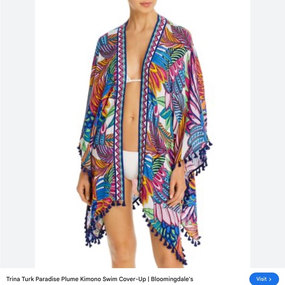 Trina Turk Multicolor Floral Kimono Paradise Plume OS - Picture 8 of 8
